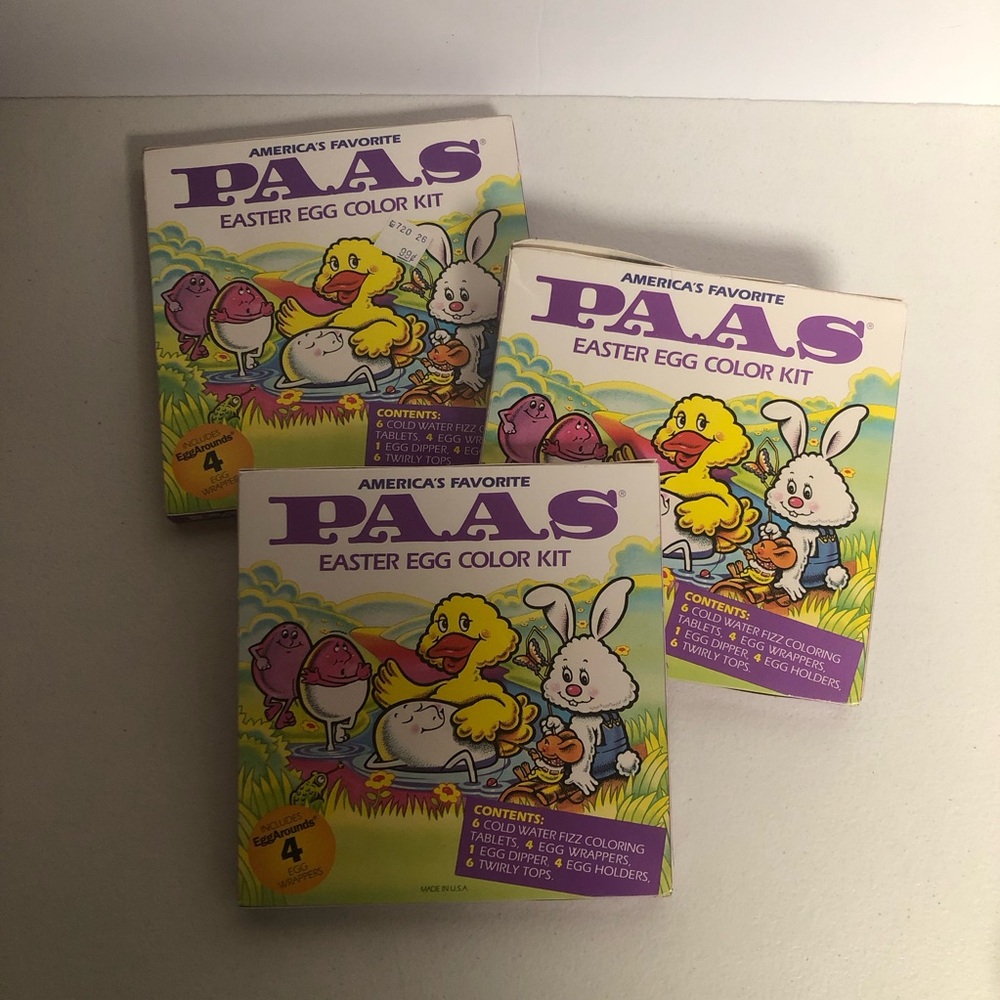 Vintage PAAS Easter Egg Color Kit Set of 3 Original Made in USA SOY INK Decorate